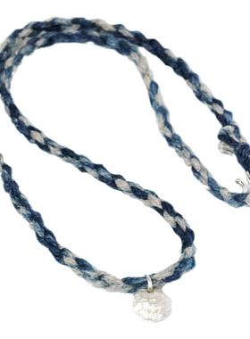 颈绳纯银手工编织麻棉纯银珠