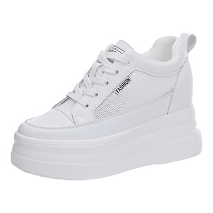 春夏新款真皮内增高厚底小白鞋女皮面百搭10公分休闲运动鞋女鞋子