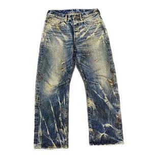 WIROTE威络 01内华达油污旧化洗水 宽松直筒赤耳牛仔裤紫制品PRPS