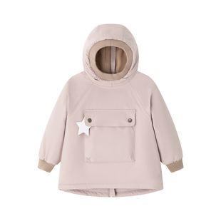丹麦MINI A TURE童装25冬新男女小童防风防水保暖圆帽夹克外套