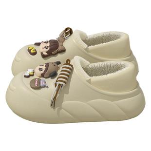 包跟可爱棉拖鞋女冬季外穿2025新款室内家居加绒保暖防水全包棉鞋