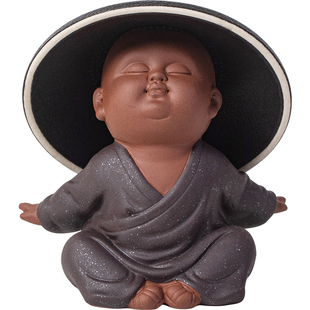 陶瓷可爱斗笠小和尚一体茶漏茶滤过滤器家用功夫茶具配件可养茶宠