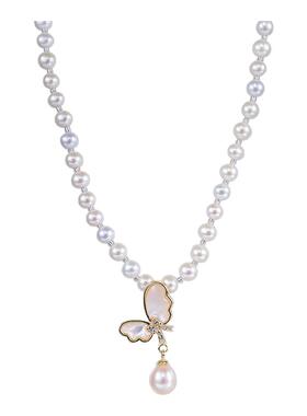 Cercoo/奢蔻蝶珀系列淡水珍珠项链巴洛克风锁骨颈链首饰蝴蝶吊坠