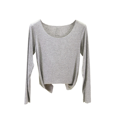 莫代尔无痕纯色内搭修身长袖t恤