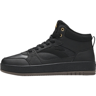 安踏高帮板鞋男鞋2025秋季新款黑色厚底增高运动鞋官方正品板鞋男