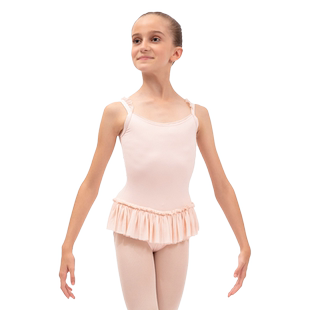 REPETTO丽派朵 女童淡粉色TUNIC吊带弹力荷叶边百褶连体舞蹈裙