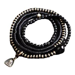 银曜石圆珠黑檀木隔片铜配件原创设计项链低调男女饰品多圈手链