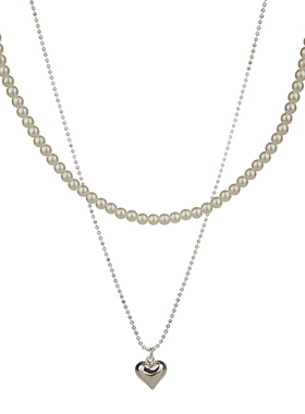 2026新款双层珍珠爱心锁骨链