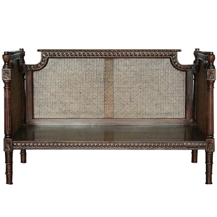 东南亚风格实木藤编沙发会所民宿家具CH114泰式中古复古双人沙发