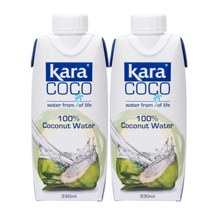 【U先专属新】Kara 椰子水330ml*2印尼原装进口椰肉椰汁椰奶饮品