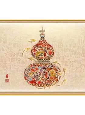 百福葫芦装饰画墙贴新中式福禄吉祥客厅餐厅墙壁画配电箱遮挡贴画