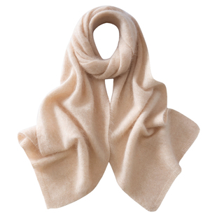 100纯山羊绒皇室拉绒围巾女秋冬保暖百搭韩版针织双面长方形围脖