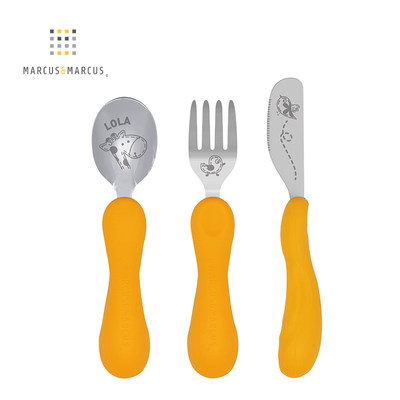 Marcus婴幼儿童宝宝不锈钢刀叉勺餐具套装易抓握便携辅食勺子叉子