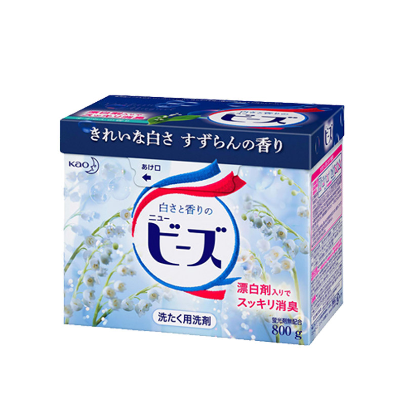 日本进口花王KAO衣物净白除臭洁净去渍污渍洗衣粉含柔顺剂800g