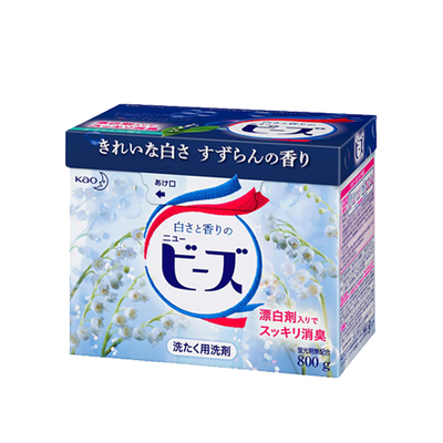 日本进口花王KAO衣物净白除臭洁净去渍污渍洗衣粉含柔顺剂800g