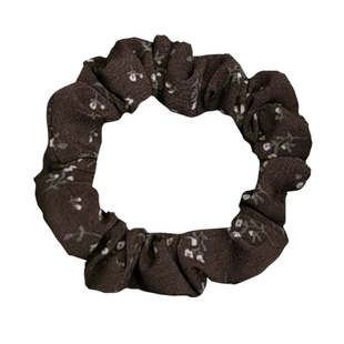 温柔深咖粉花复古小肠发圈2025年新款发量少高弹耐用皮筋发绳马尾