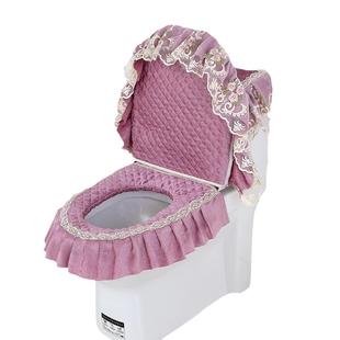 马桶垫三件套韩式新款外套卫生间拉链式垫套坐便盖马桶套蕾丝坐垫