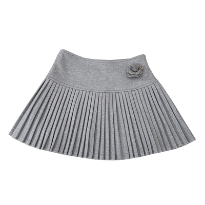 山茶花高腰显瘦毛呢半身裙百褶裙