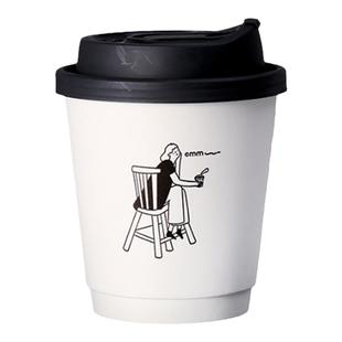 ins手绘一次性咖啡杯带盖奶茶加厚防烫热饮杯子外带打包纸杯定制