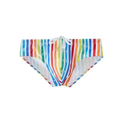 男士三角泳裤彩虹色条纹时尚百搭