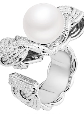 摩邦珠宝绮遇·织锦绣-编织蝴蝶结仿贝珠戒指 时尚新款节日礼物