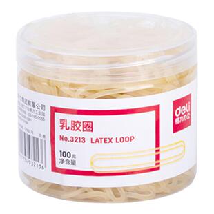 得力3213乳胶圈办公用品黄色橡皮筋财务牛皮筋批发3214橡胶圈橡皮钓鱼头饰收纳100g/筒生活捆扎收纳用品捆扎