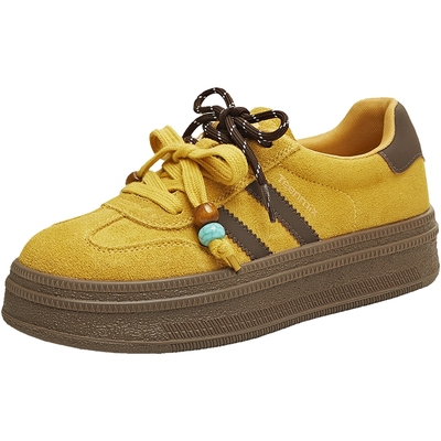 天美意双鞋带厚底增高红色阿甘德训鞋女新款休闲运动板鞋BJ541DM5