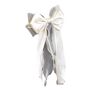 超大茉莉白网纱蝴蝶结飘带发夹女后脑勺2025新款秋冬高级感弹簧夹