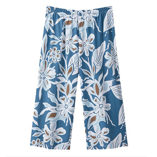 三枪睡裤女纯棉2026春夏新品全棉中老年家居裤印花宽松透气七分裤