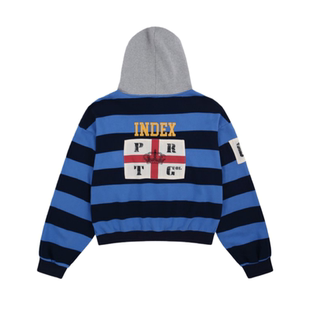 Protocol Index 25fw 复古条纹拼接水洗做旧战马刺绣连帽卫衣帽衫