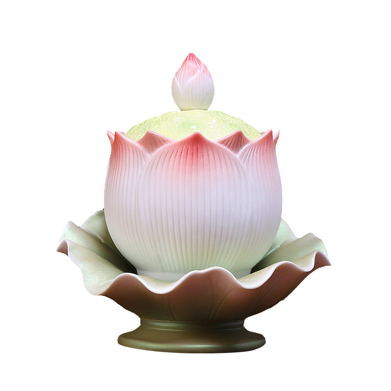 陶瓷莲花圣水杯珍珠彩高档精工