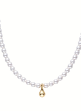 LADYB小米珠小金豆2戴珍珠项链