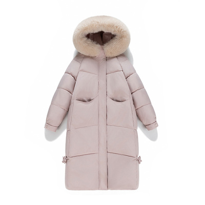 大毛领羽绒棉服女冬季加厚中长款