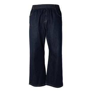 LOADMIND美式原牛加绒牛仔裤深蓝裤子男微喇直筒宽松原色阔腿大码