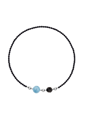 无用之用黑玛瑙海蓝宝银曜石项链