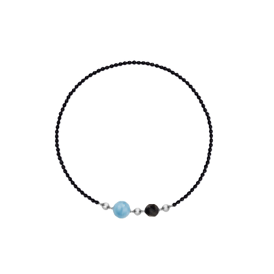 无用之用黑玛瑙海蓝宝银曜石项链