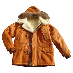 N3B【一眼惊艳】油蜡原生态羊皮毛一体镶貉子毛马皮中款保暖皮衣