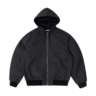 YKHD美式复古bomber夹棉外套秋冬季短款硬挺宽松连帽棉服厚夹克男