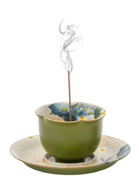 线香香插手绘香炉茶道香薰炉摆件
