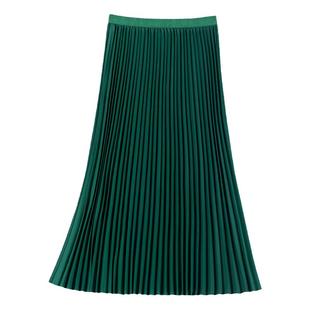 绿色百褶裙春夏季半身裙女百叶裙子百折伞裙大码长裙垂感半裙中裙