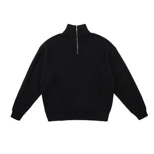 ROARINGWILD咆哮野兽 黑色保暖休闲卫衣秋冬上衣外套针织拉链毛衣