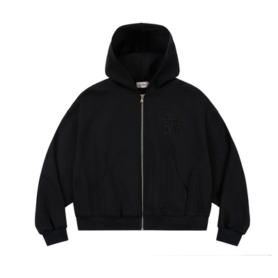 GOODBAI 粗体logo贴布绣连帽拉链卫衣