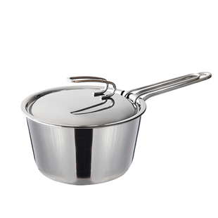 霜山不锈钢加深雪平锅带生烫滤网三层复合钢昆布高汤锅单柄煮面锅