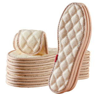 浪莎100%羊毛超薄保暖鞋垫男女吸汗防臭软底舒适加绒棉毛绒防寒冬