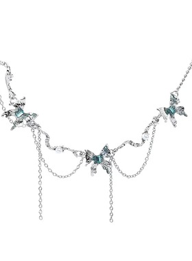 XIYA蝴蝶流苏项链女锁骨链