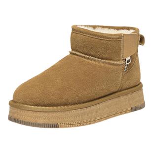 戈美其真皮厚底雪地靴女款2024冬季新款加绒加厚短靴保暖东北棉鞋