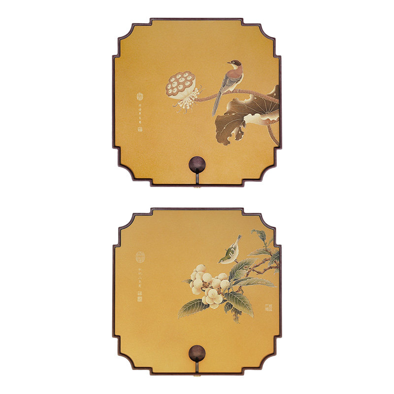 黄铜彩烧双面花鸟茶盘可排水茶具