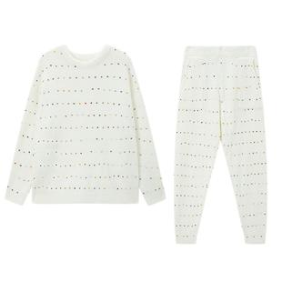 ubras旗下likeuu男女童彩糖豆半边绒亲子家居服珊瑚绒睡衣套装