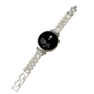 适用华为gt6/gt5/gt4表带watch5手表女款gt5夏天pro新款gt3/2十字闪钻双排珍珠watch4/3小香风高级感替换带