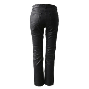 韩国秋冬烟管裤 涂层牛仔裤女 黑色直筒裤水洗皮裤显瘦中腰九分裤